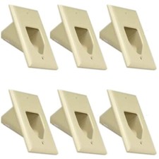 6x Recessed Wall Plate Low Voltage HDMI Audio Video Cable Pass Thru 1-Gang Ivory picture