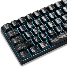 XVX Black Shine Through Keyboard Keycaps, Forged Carbon Texture Cherry Profil... picture