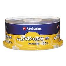 Verbatim® DVD+RW Discs, 4.7GB, 4x, Spindle, 30/Pack picture