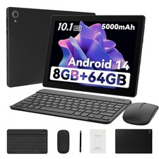 2025 Tablet 10 Inch Android 14 8+64GB ROM 1280×800 IPS w Keyboard/Mouse Black picture