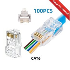 100pcs RJ45 Pass Through Modular Plug Network Cable Connector End 8P8C CAT6 CAT5 picture