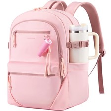 LOVEVOOK Laptop Backpack with Cute Pendant, 15.6 Inch Travel Inch, Pink picture