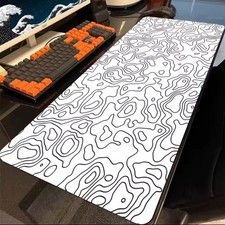 Black White Topographic Pattern Rubber Computer Desk Mat Mouse Pad 900x400mm picture