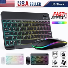RGB Wireless Keyboard  Mouse Combo-Durable Multi-Device Set For iPad PC Laptop picture