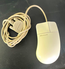 Vintage Microsoft Serial Mouse 2.0A DB9 52814 Beige DOS Windows Retro PC picture