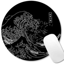 IMAYONDIA Japanese Great Wave Mouse Pad Small, Black Anime  picture