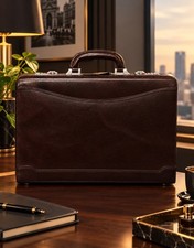 Tayib Genuine Leather Briefcase Laptop Compartment Expandable Features... picture