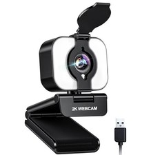 Atatat QHD 2K USB Webcam Ring Light, Privacy Cover, Built-in Mic, Wide Angle picture