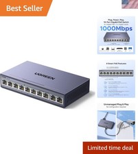 Ethernet Switch, 10-Port PoE Switch, 8 PoE+@60W + 2 Gigabit Uplink picture