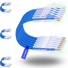 Pack Cat6a Ethernet Patch Cables 5ft Blue RJ45 10Gbps Slim Snagless picture