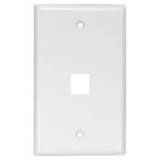 1-Gang 1 Port Hole RJ45 Keystone Wall Plate Jack Snap In Insert Faceplate White picture