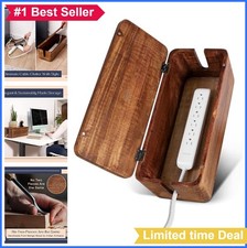 Cable Management Box Large Mango Wood Power Strip Cord Hider Organizer Magnetic picture