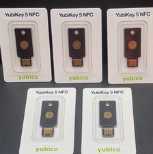 5x Yubico YubiKey ‎5 NFC USB-A Hardware Security Key FIDO2 MFA Passkey 5 Lot NEW picture
