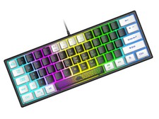 60% Mini Wired Gaming Keyboard Rainbow Backlit Portable Anti-ghosting for PC Mac picture