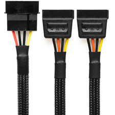 CRJ 4-Pin Molex to Dual 15-Pin SATA Power Adapter Cable - 12-Inch , Black picture