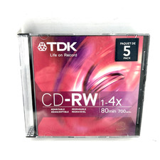 TDK CD-RW 700MB 80 min 10 pack Rewritable Data CD's 1x-4x Factory sealed picture