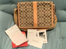 Vintage 2003 Coach Signature Tan Leather Computer Laptop Messenger Bag w/receipt picture