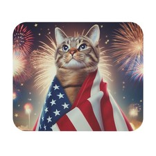 Patriotic Cat Mouse Pad,reworks Design, Cute Design, Great Gift, Office Decor picture
