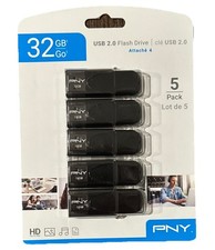 PNY 32GB Attach 4 Type A USB 2.0 Flash Drive (5 Pack) Black - BRAND NEW picture