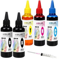  100ml Universal Dye Ink Refill 5 Ink kit BK/C/M/Y COMPATIBLE wITH HP, picture