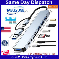 TYPE-C Hub USB3.0 Hub 8 in 2 USB Extender with SD/TF Card Reader& 3.5mm Audio picture