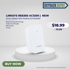 Linksys RE6350 AC1200 WiFi Range Extender 2-PACK Dual-Band Beamforming New picture