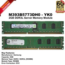 Samsung 48GB 24x2GB PC3-12800 1600MHz 1Rx8 LV Server Memory RAM M393B5773DH0-YK0 picture