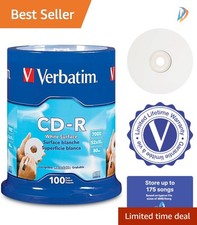 Reliable 100 Pack CD-R Blank Discs - Non-Rewritable, 52x Speed for Music & Data picture