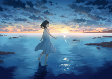 Landscape anime 2d art sky clouds beach sunset barefoot Custom Gaming Mat Desk picture