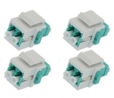 4 Pcs LC/UPC OM4 Keystone Jack Duplex Multi Mode Fiber Optic Insert Coupler Aqua picture