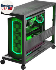 Computer Tower Stand - Height Adjustable 2-Tier Atx-Case PC Stand Printer Rack P picture