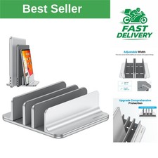 OMOTON 3-Slot Vertical Laptop Stand, Adjustable Aluminum Desk Holder picture