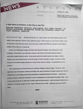 [Artificial intelligence] Borland announces Turbo Lightning - 1985 press release picture