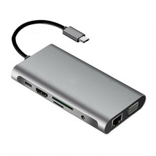 10 in 1 USB Hub Charging Dock Type C HDMI VGA TF RJ45 PD Multi Port Adapter A picture