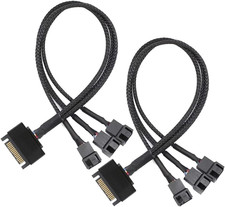 2Pcs SATA to 3 Way 3 Pin / 4 Pin PMW 12V PC Case Fan Power Adapter picture