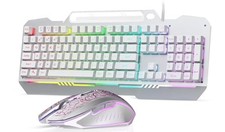 104 Key Gaming Keyboard & Mouse Combo, Full Size, RGB Backlit, White picture