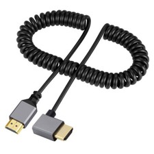 Cablecy HDMI 2.0 Male to HDMI Male 4K 60hz Stretch Coiled Cable Down Angled picture