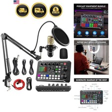 Podcast Equipment Bundle, F998 Live Sound Card with BM800 Recording Studio Mi... picture
