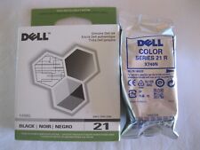 2 NEW SEALED GENUINE DELL SERIES 21 BLACK & TRI-COLOR INKS Y498D X740N  picture