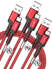 JSAUX USB C Cable Fast Charging, 3-Pack 3.3ft+6.6ft+10ft, Red  picture
