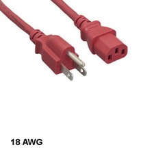 [Lot10] Red 10Ft AC Standard Power Cord NEMA515P to IEC60320 C13 18AWG 10A/125V  picture