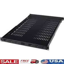 Universal 19in Adjustable Vented Rack Shelf Heavy-Duty Server Equipment Storage picture