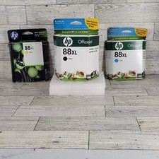 3 Pack Genuine HP Office Jet Inkjet Printer Ink 88XL Black, Yellow And Cyan READ picture