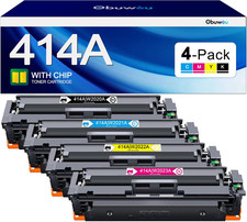 4-Pack Black Toner Cartridges Cyan Magenta Yellow 414A HP With Chip picture