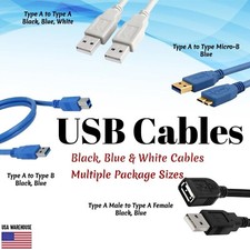 USB Cable 2.0 3.0 Type A Male to A Male Female B Male Micro B Male Multipack Lot picture