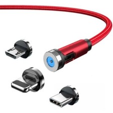 Magnetic Charging Cable 3 in 1 - Strong Magnetic Force, Red Aluminium Design picture