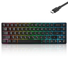 Wired Portable 60% Mechanical Feeling Gaming Keyboard,RGB LED Backlit Black picture