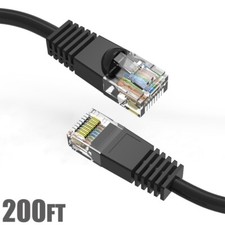 200FT Cat5E RJ45 Network Modem Ethernet UTP Molded Snagless Patch Cable Black picture