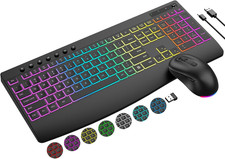 Wireless Keyboard and Mouse Combo, 9 Backlit Effects, 4000Mah Rechargeable Backl picture