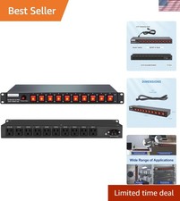 1U PDU Horizontal Rackmount Power Strip - Overload Protector picture